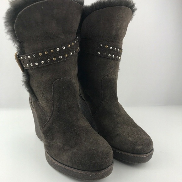 EMU Australia Heighton Low Brown Wedge Boots 8 - Picture 3 of 7